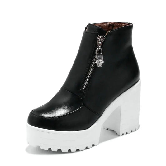 Black & White Ankle Boots with white platform